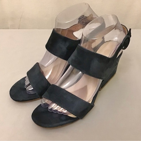 Isola Suede Sandals Blue Leather Block Heel Women’s Shoes Size 7 - Picture 9 of 9